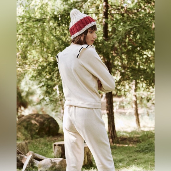 THE GREAT. The Shrunken Ruffle Sweatshirt - Washed White/Cream - Size 0 - Picture 3 of 11